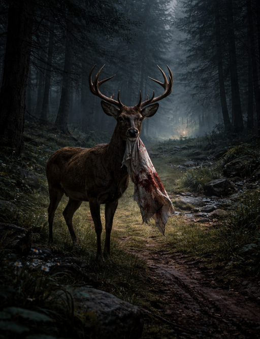 Deer encounter in forest