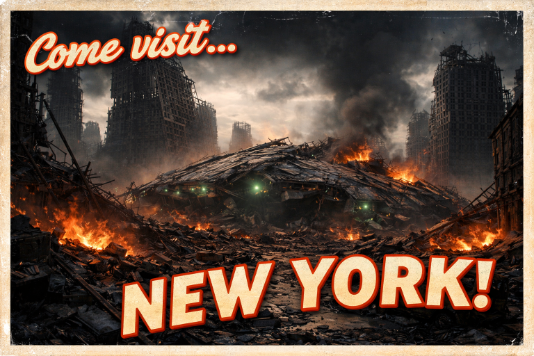 Destroyed New York tourism poster